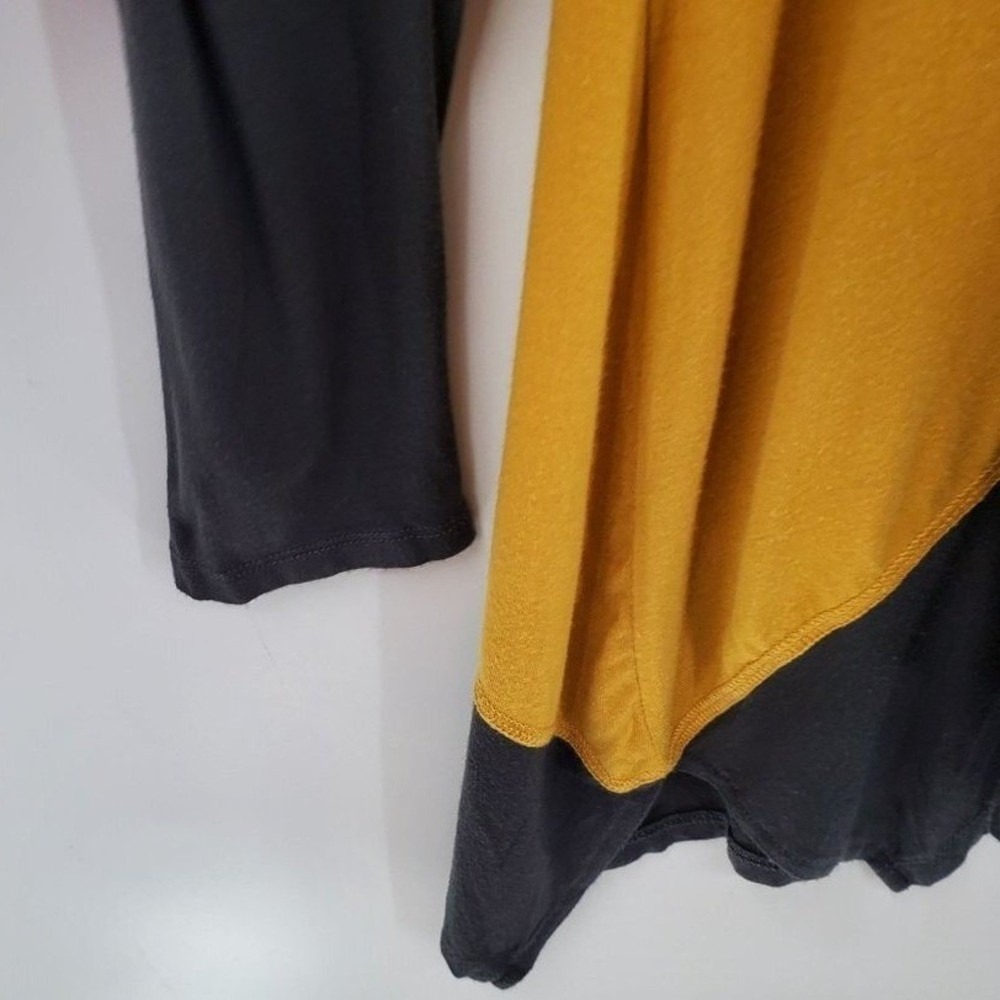 LOGO Lori Goldstein Womens S Mustard Colorblock Tunic Top Asymmetrical Hem - Picture 4 of 9